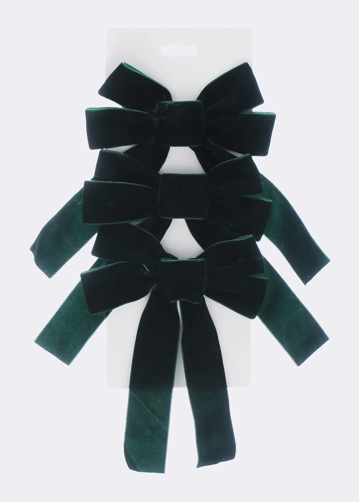 A photo of Pack Of 3 Dark Green Velvet Bows 24cm
