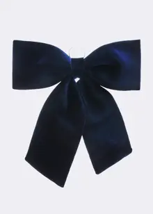 Navy Blue Bow With Silver Hanging Hoop 60cm