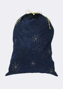 Navy Fabric Sack With Gold Starburst 70cm