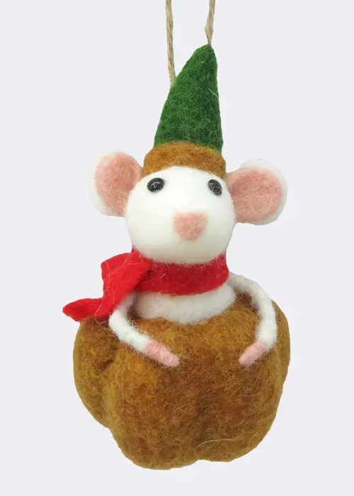 A photo of Felt Pumpkin Mouse Hanging Decoraion 12cm