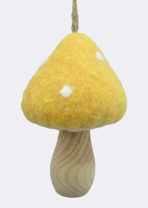 A photo of Wooden Mushroom Hanging Decoration 10cm