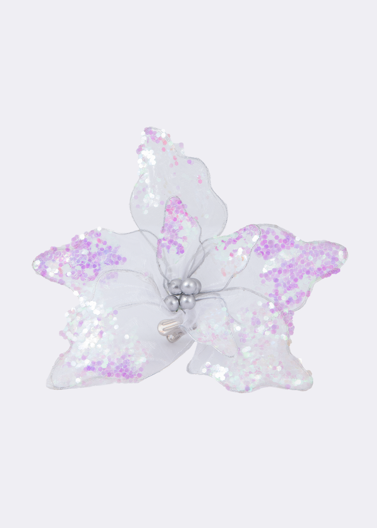 Iridescent Glitter Poinsettia On Clip 24cm
