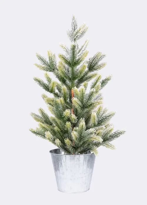 Flocked Tree in Metal Pot 60cm