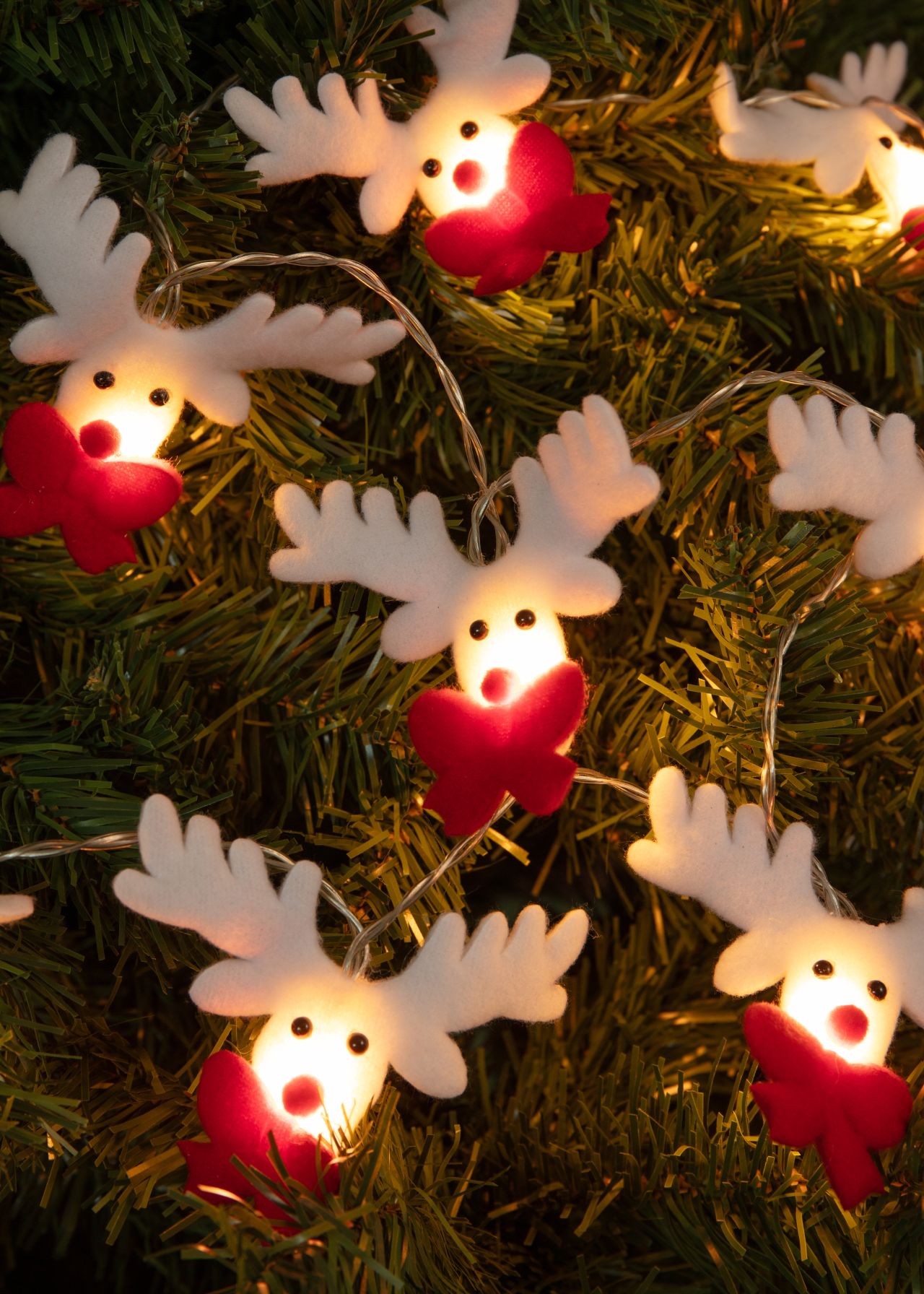 Fabric LED Reindeer String Garland 1.35m