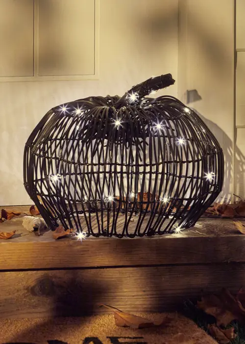 A photo of Plastic Rattan Pumpkin Light 25cm