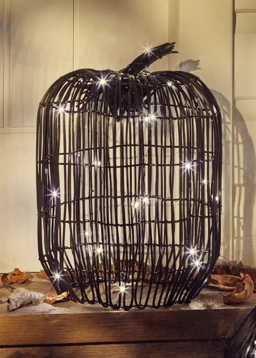 A photo of Plastic Rattan Pumpkin Light 30cm