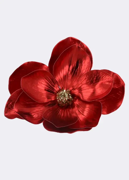 A photo of Metallic Red Magnolia Clip Decoration Large