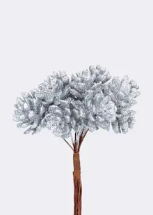 Silver Glitter Mini Cone Bunch Pick 11cm