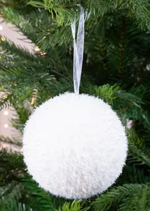 Snowball Glitter Bauble White 8cm