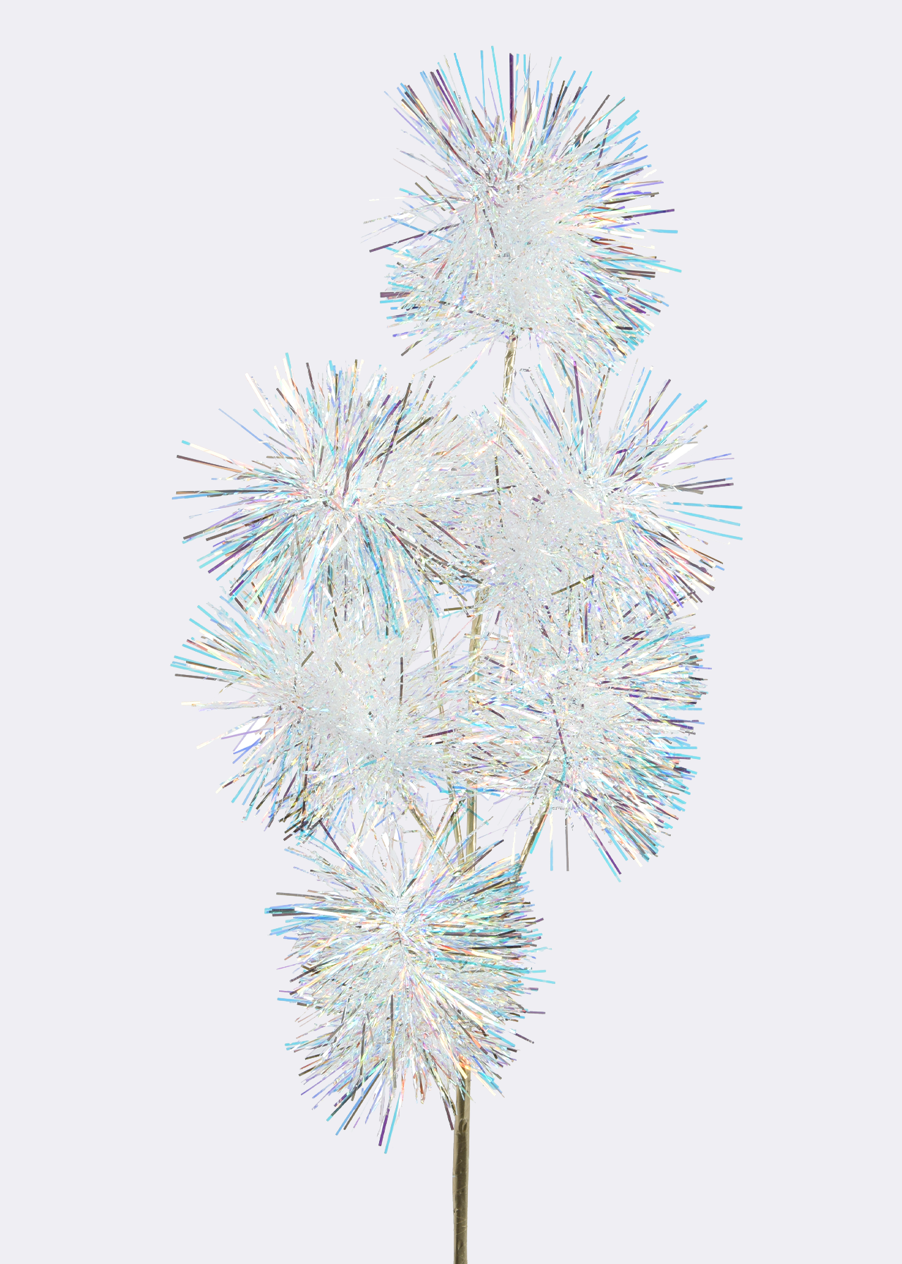 Large White Tinsel Pompoms On Stem