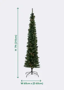 7ft Aspen Prelit Artificial Pencil Christmas Tree