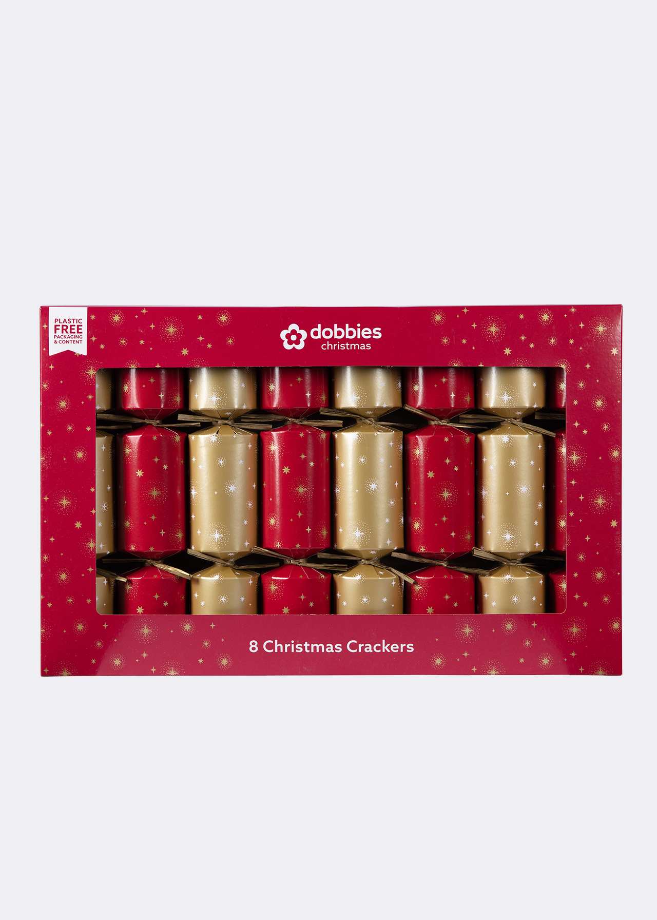 Dobbies Pack of 8 Red & Gold Starburst Crackers