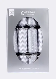Dobbies Pack of 12 Silver Sparkling Stars Crackers