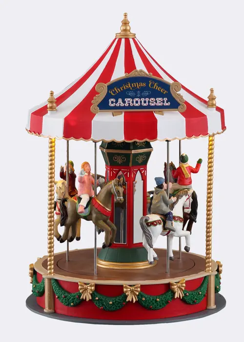 A photo of Lemax Christmas Cheer Carousel Light-Up Animated Model