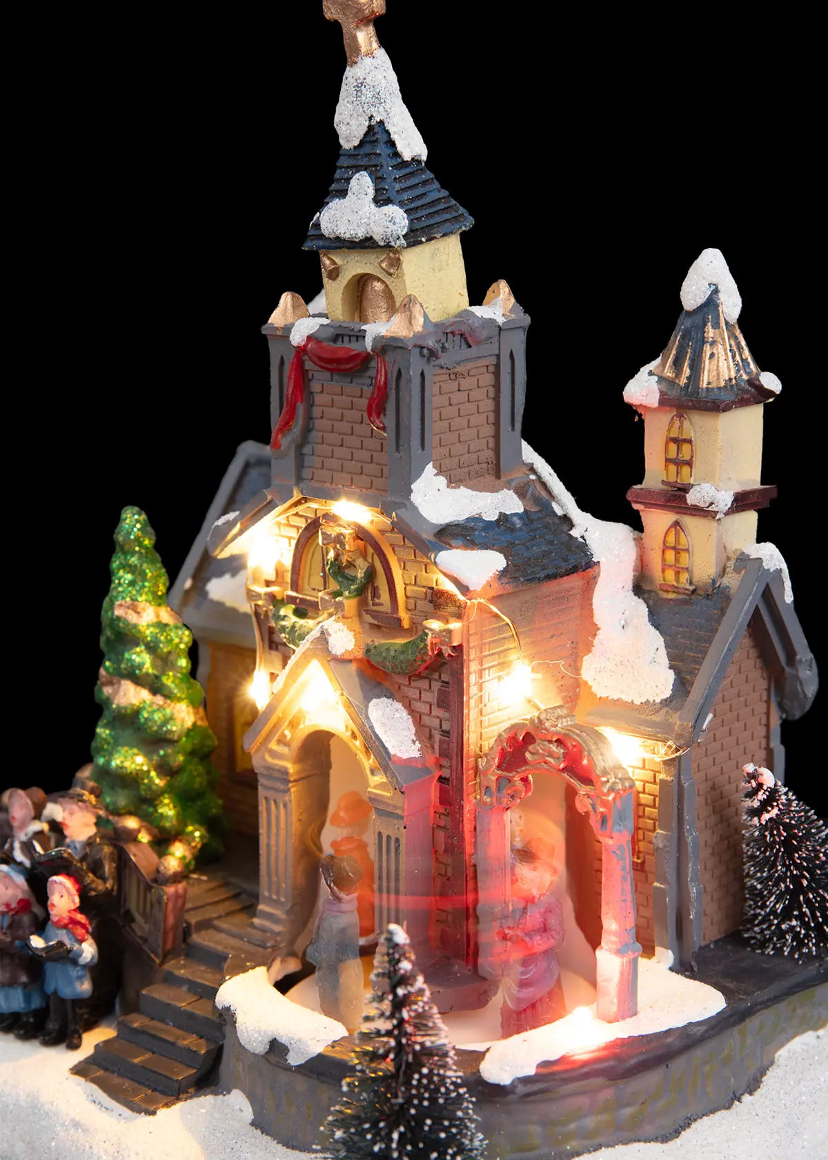 A photo of Christmas Church With Singers Light-Up Animated Model