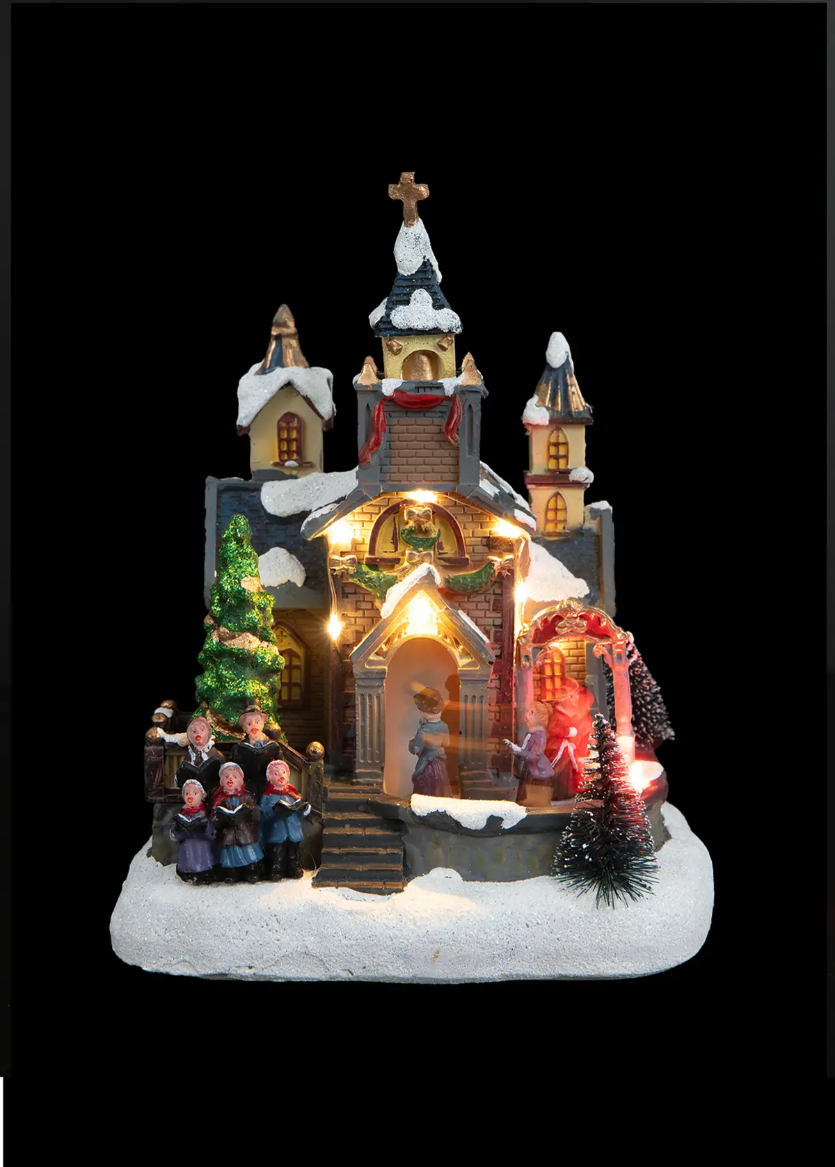 A photo of Christmas Church With Singers Light-Up Animated Model