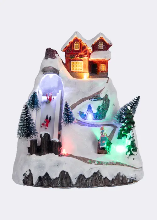 A photo of Holiday Adventure Sledging Scene Light-Up Animated Model