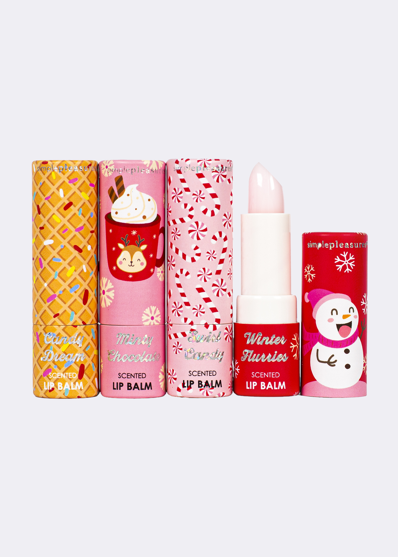 Set of 4 Festive Scented Lip Balms Pink | Dobbies Garden Centres