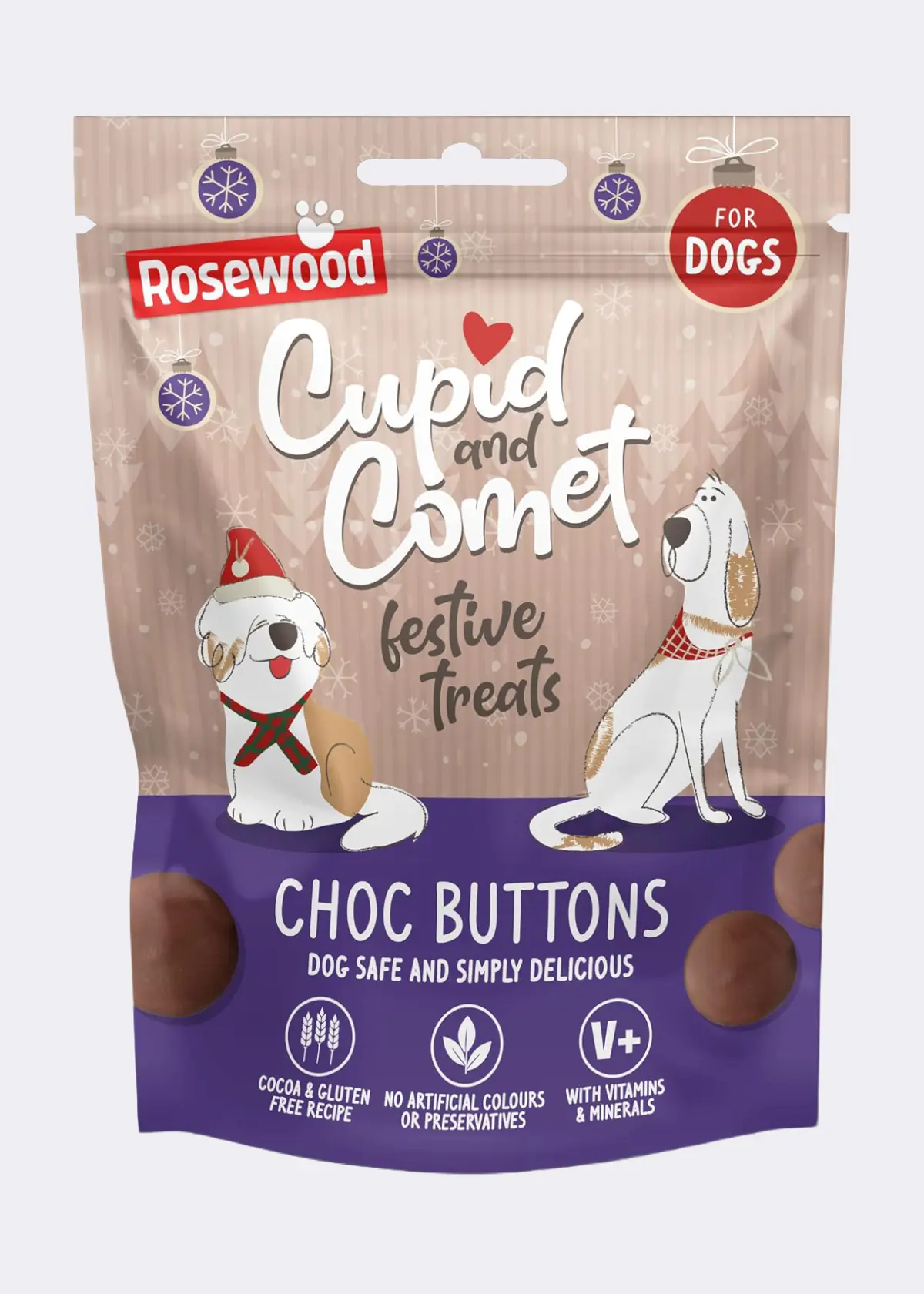 A photo of Dog Safe Festive Choc Buttons Treats 150g