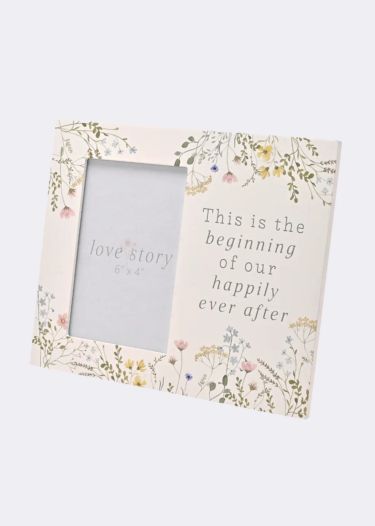 A photo of Love Story Wildflower Happily Ever After Photo Frame 4" x 6"