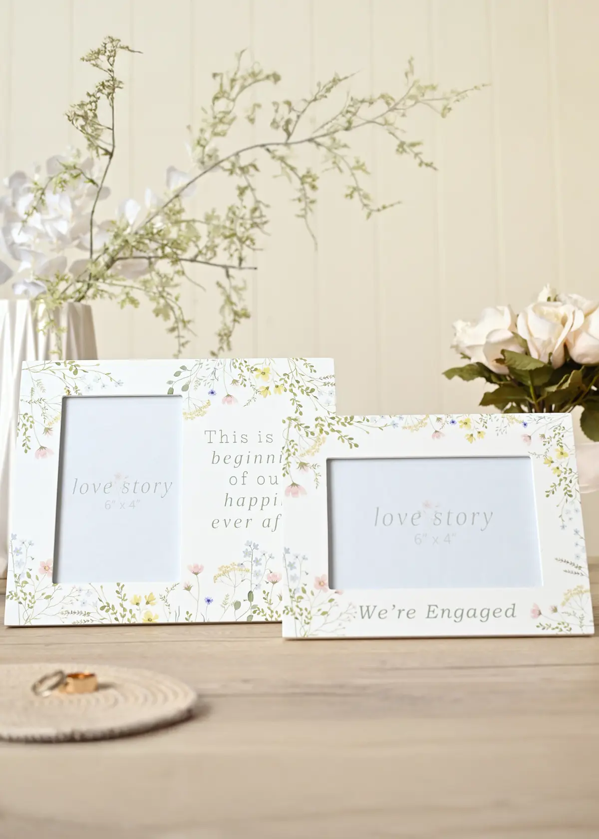 A photo of Love Story Wildflower Happily Ever After Photo Frame 4" x 6"