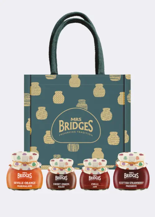 A photo of Mrs Bridges Sweet & Savoury Hamper Green & Gold