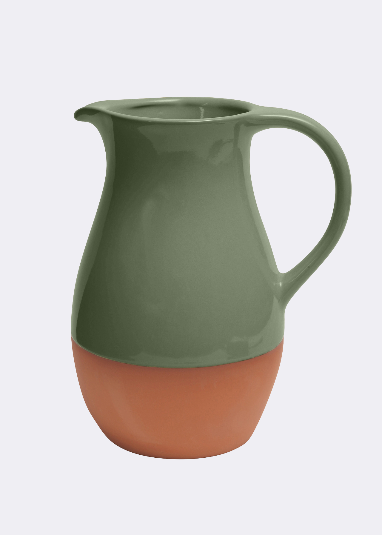 Sintra Glazed Terracotta Jug Olive Green