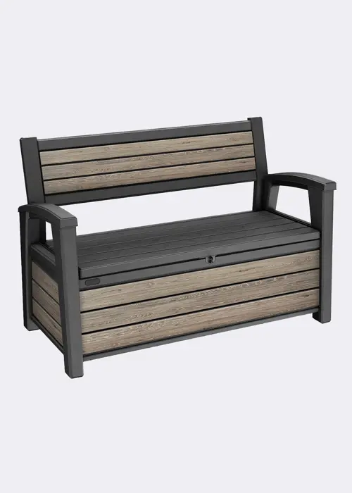 A photo of Keter Signature Ashwood Outdoor Garden Storage Bench 227L