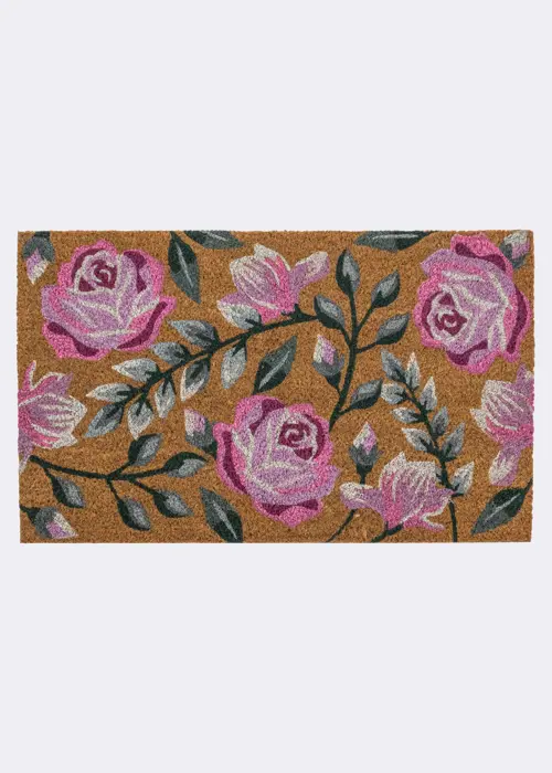 A photo of Cottage Garden Floral Doormat 45x75cm Pink