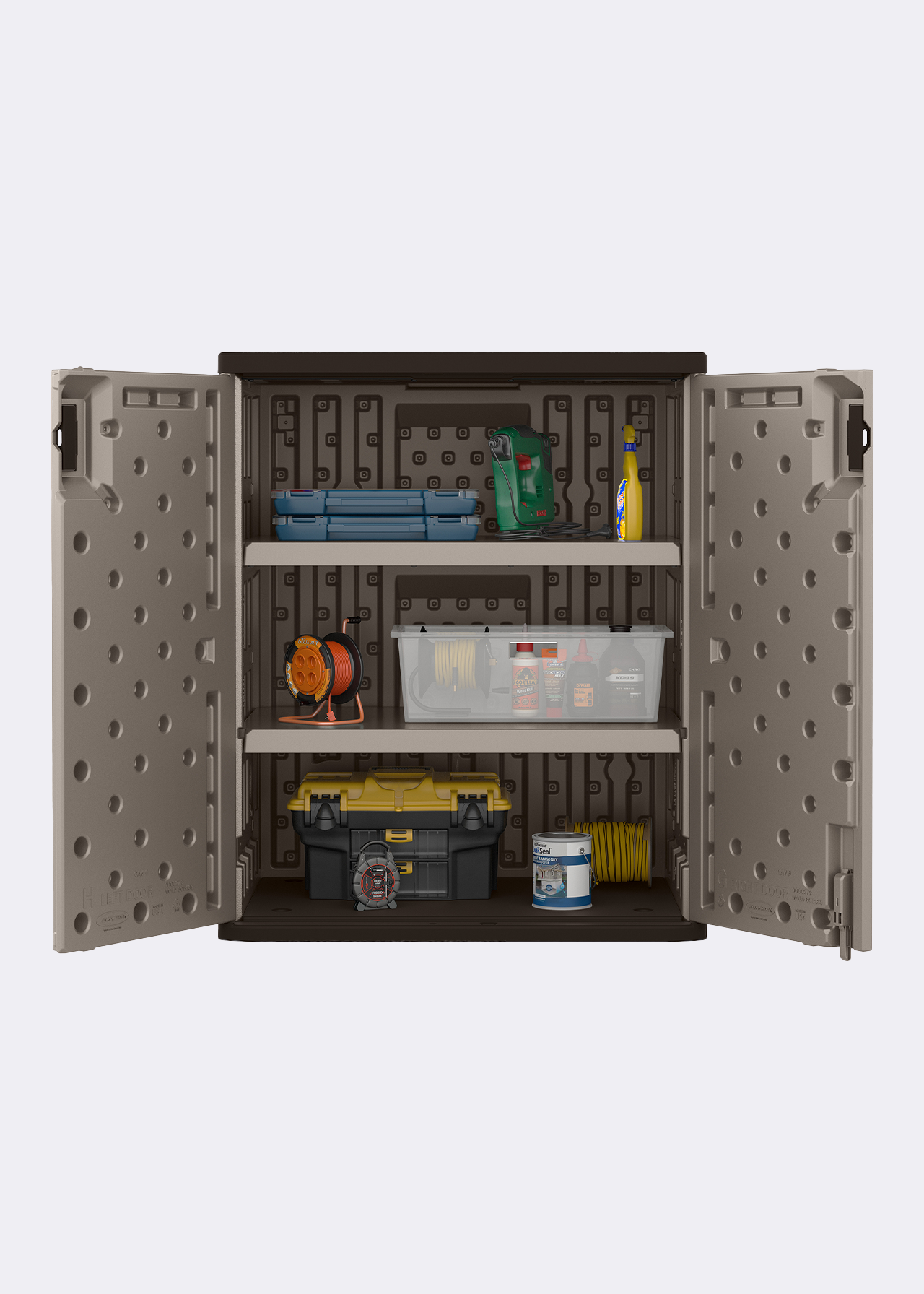 バンバラヤー（キャビネット） Suncast 3'x1.5′ Haven Mega Tall Plastic Storage Cabinet – Platinum