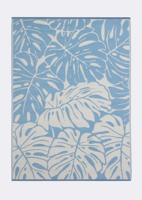 A photo of Garden Life Monstera Outdoor Rug 200x150cm Blue