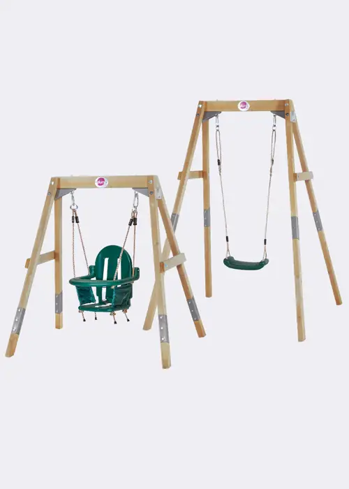 A photo of Plum® 2-in-1 Wooden Single Swing Set