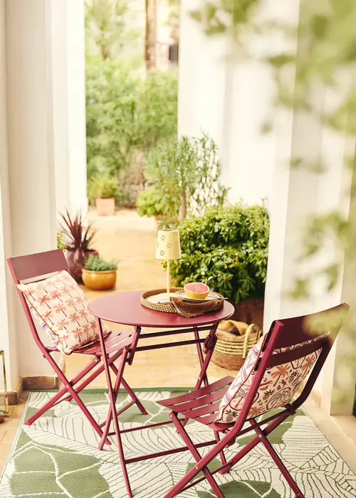 Ava Folding Steel Bistro Set Red