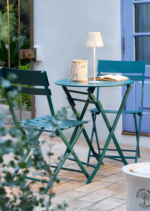 Ava Folding Steel Bistro Set Navy Blue