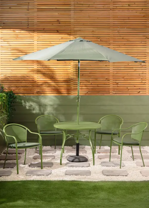 Lisbon 4 Seater Outdoor Dining Set with Parasol Green