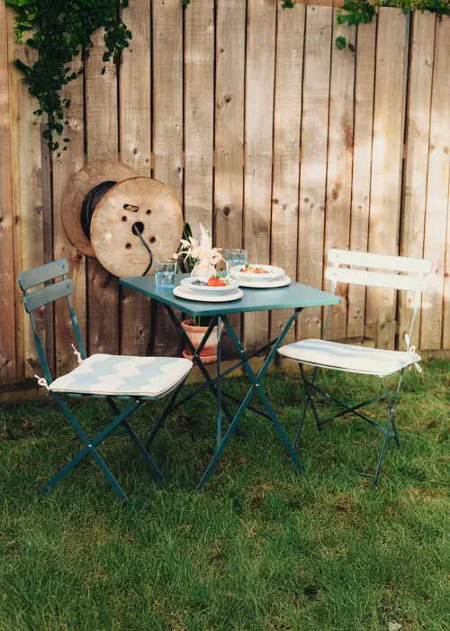 A photo of Classic Metal Folding Outdoor Bistro Set Midnight Blue