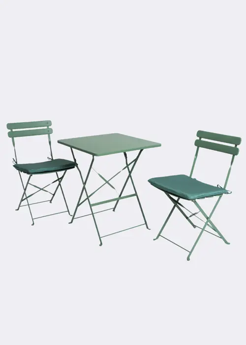 A photo of Classic Metal Folding Outdoor Bistro Set Olive Green