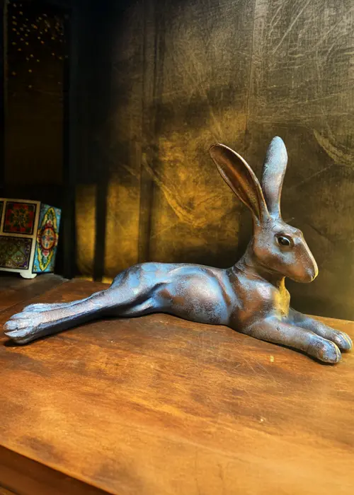 A photo of Hare Laying Aluminium Garden Ornament Large