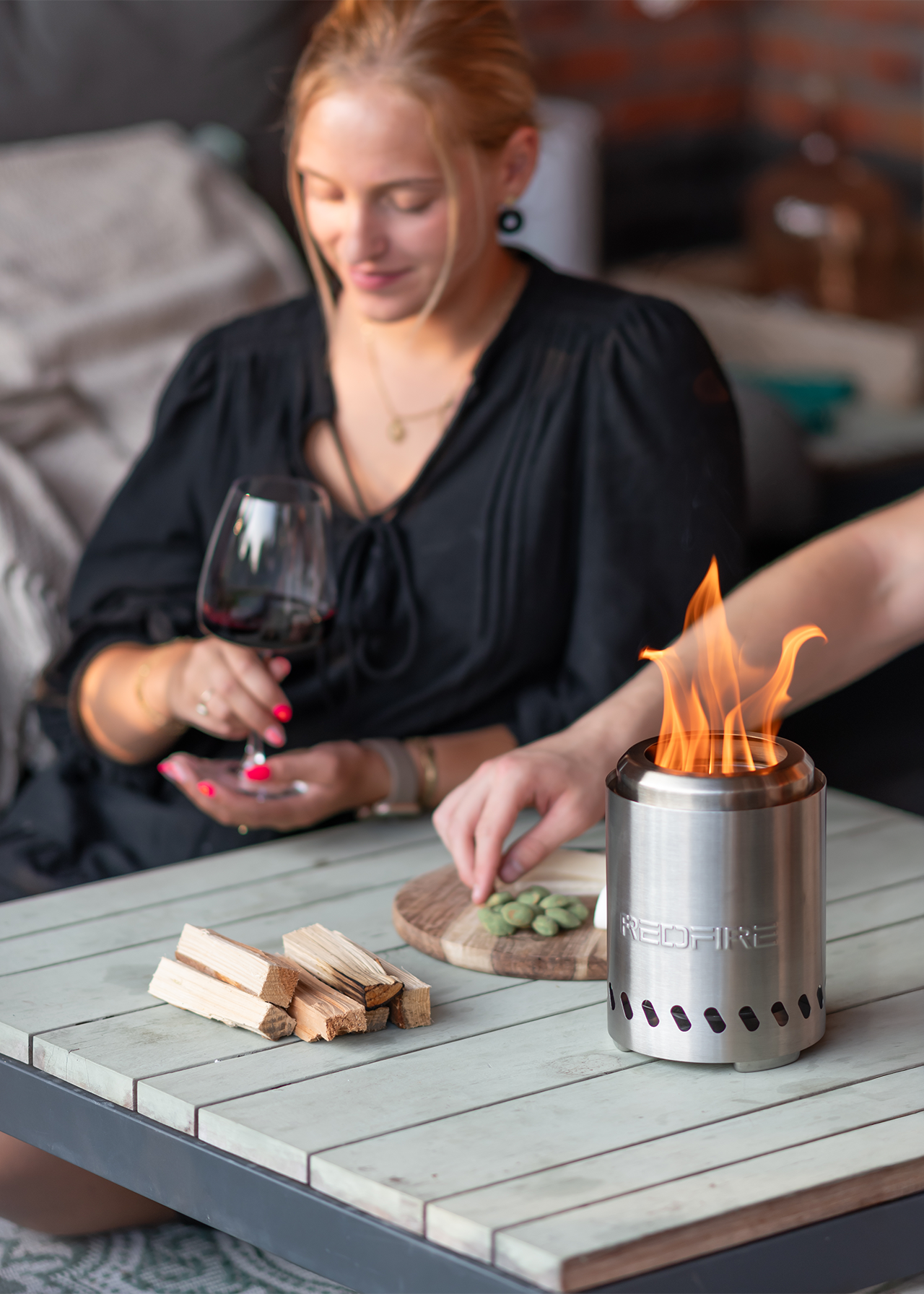 RedFire Volcano Pellet Tabletop Fire Pit Small Stainless Ste