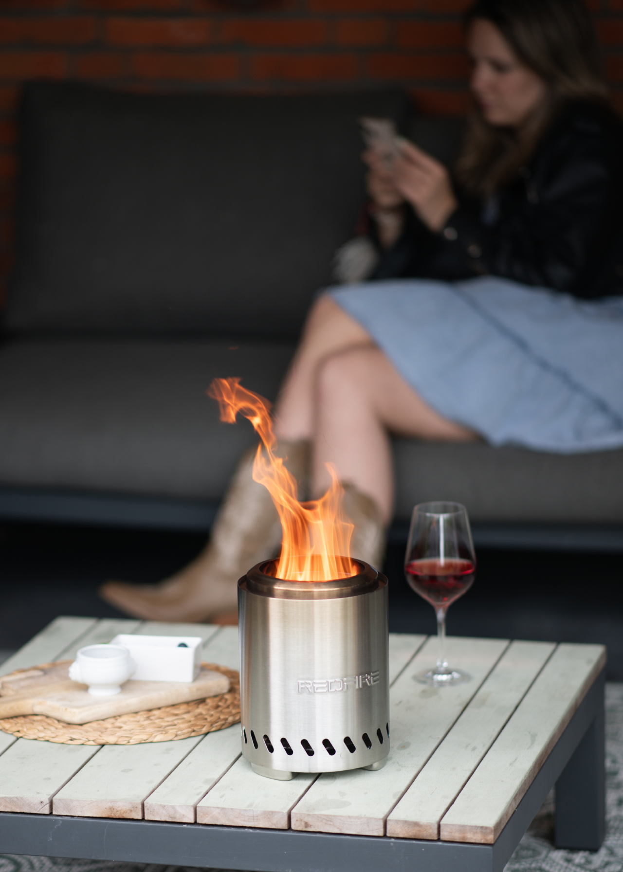 RedFire Volcano Pellet Tabletop Fire Pit Medium Stainless St