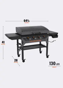 36" Iron Forged Blackout Griddle With Hood