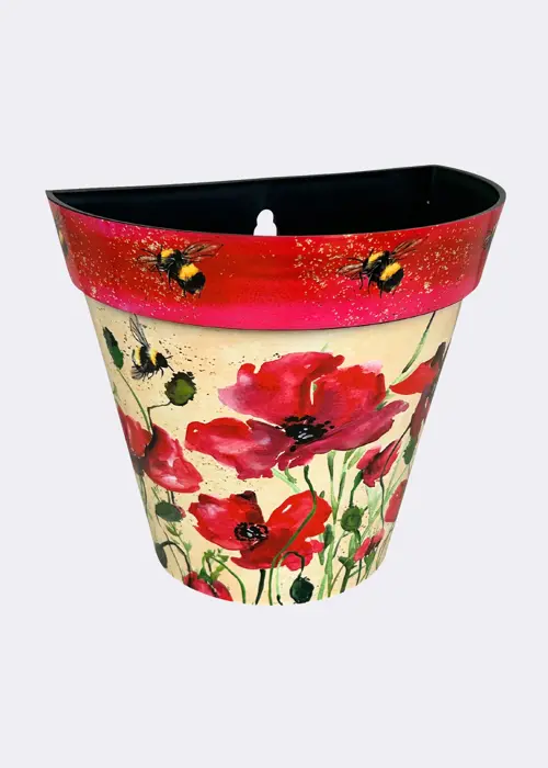 A photo of Poppies & Bees Zest Wall Pot 23cm