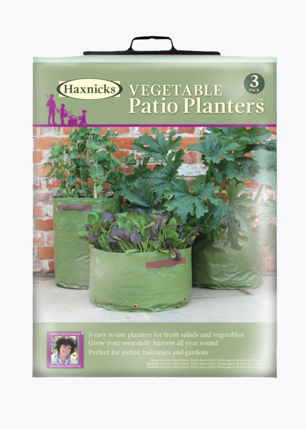 Pack of 3 Vegetable Patio Planters