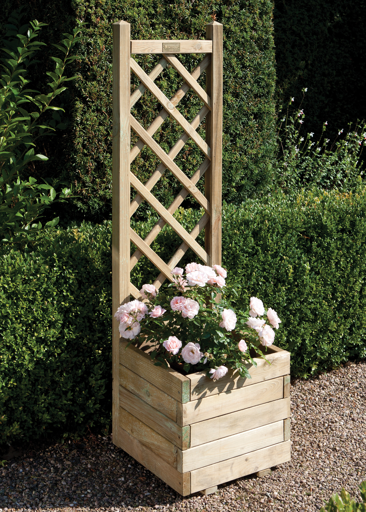 Wooden Square Planter & Lattice
