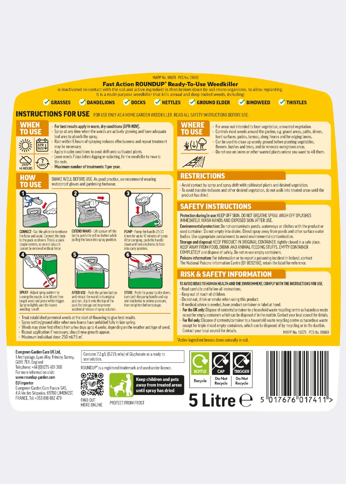 A photo of Roundup Pump N Go Total Weedkiller 5L
