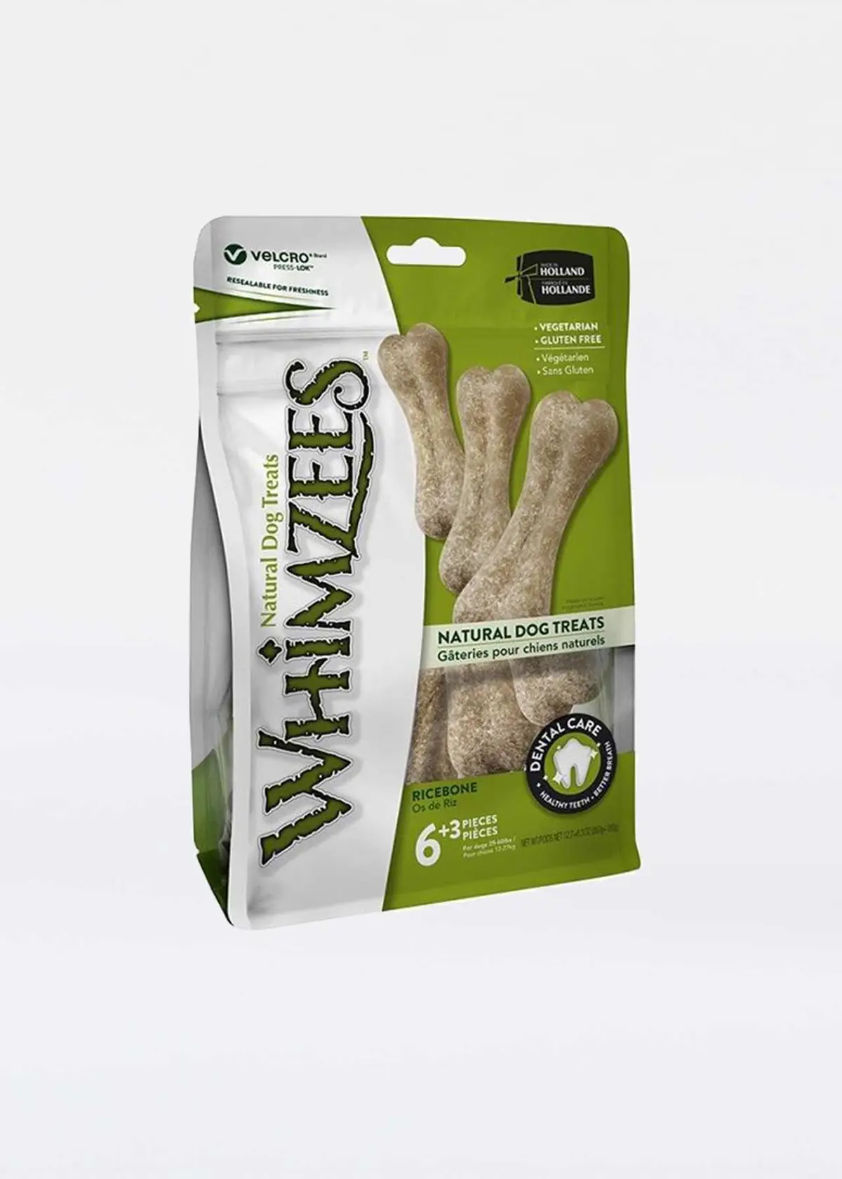 A photo of Whimzees Rice Bone 9pk