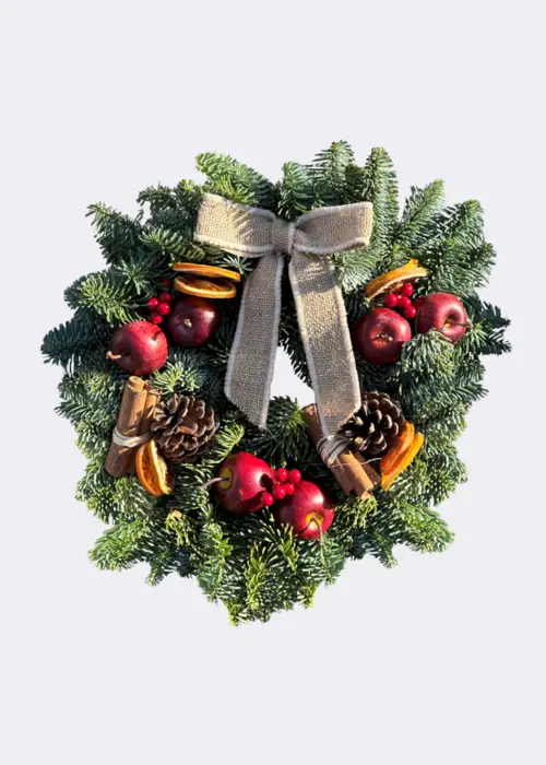 Fresh Foliage Wreath with Orange Cinnamon 10 inch