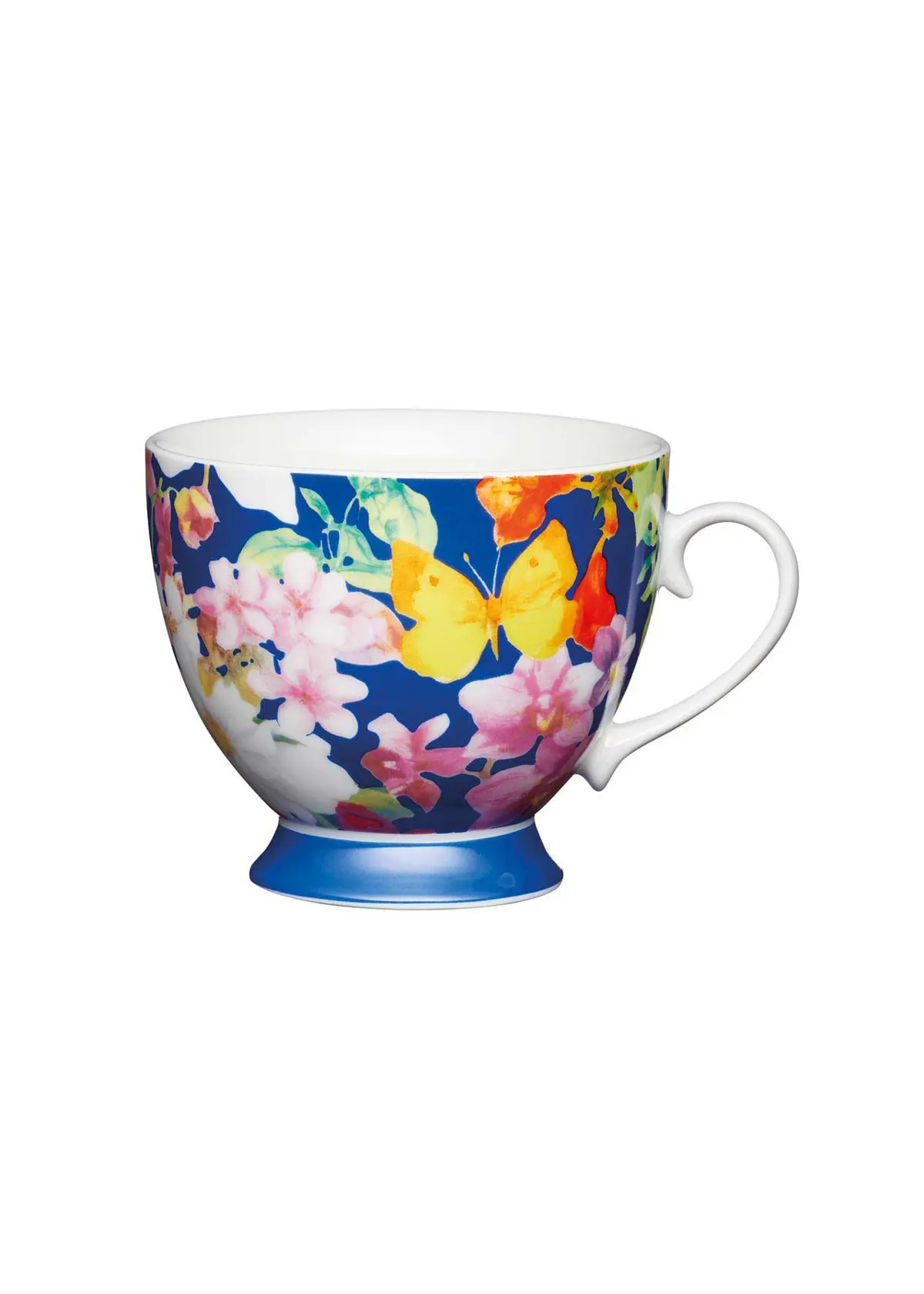 A photo of Blue Butterfly Bone China Footed Mug 400ml