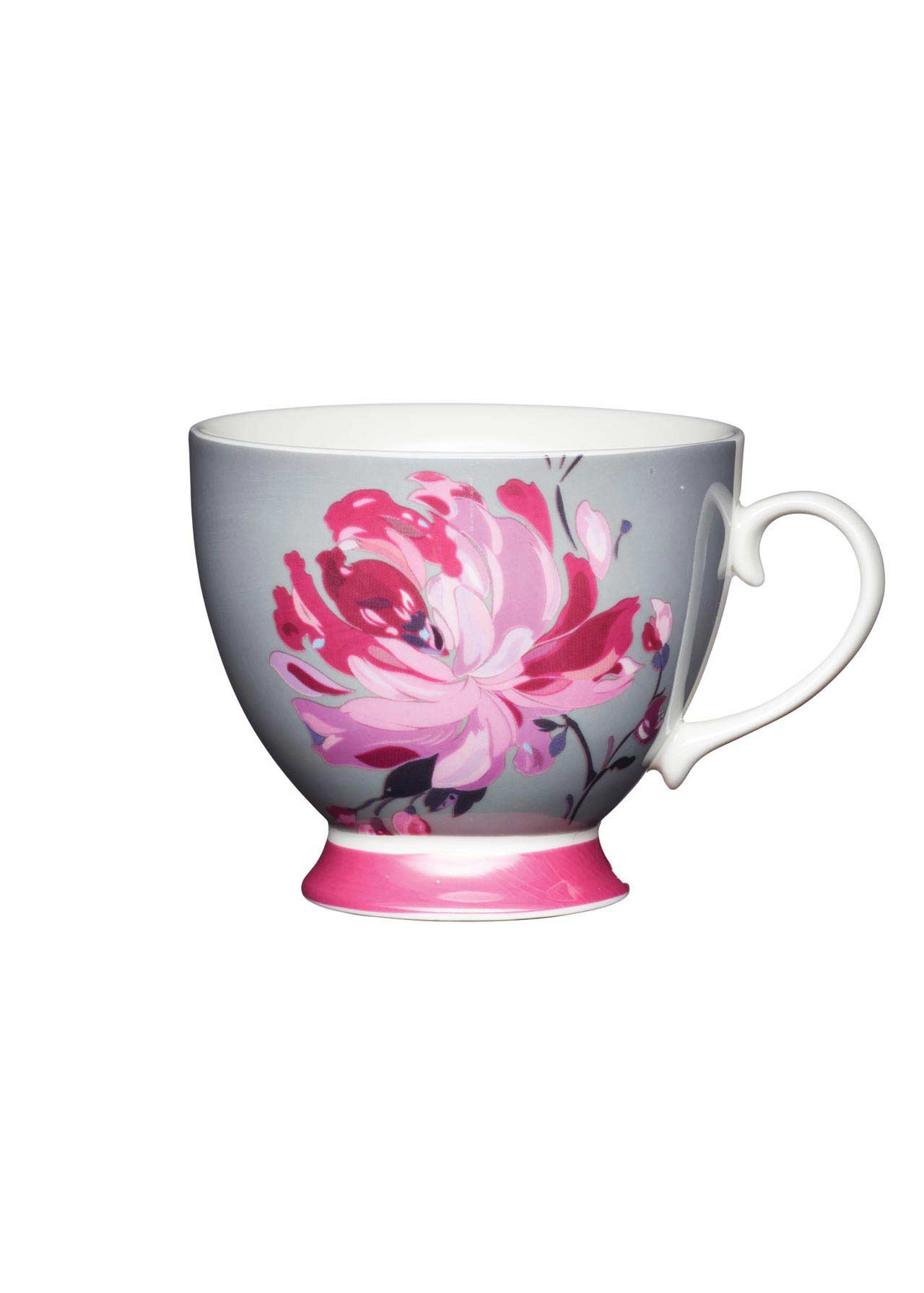 Pink Flower Bone China Footed Mug 400ml