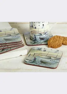 Pack of 4 Cornish Harbour Premium Coasters 10.5cm